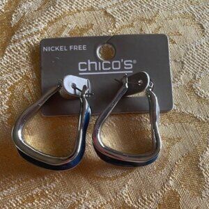 Chico's Navy and Silver Stirrup Earrings NWT